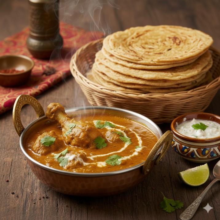 Kadhai Chicken and Laccha Paratha